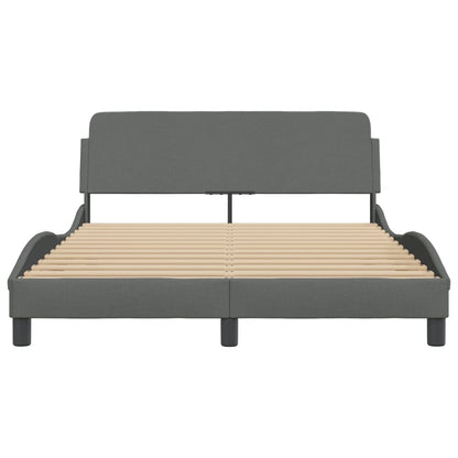 Bedframe Met Hoofdbord Stof Donkergrijs 120X200 Cm