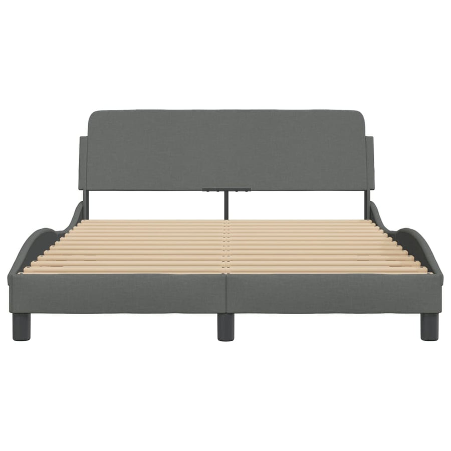 Bedframe Met Hoofdbord Stof Donkergrijs 120X200 Cm