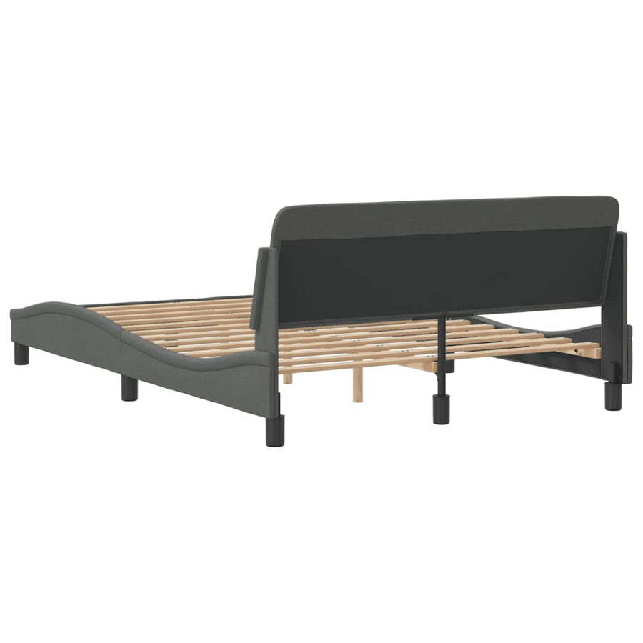 Bedframe Met Hoofdbord Stof Donkergrijs 120X200 Cm
