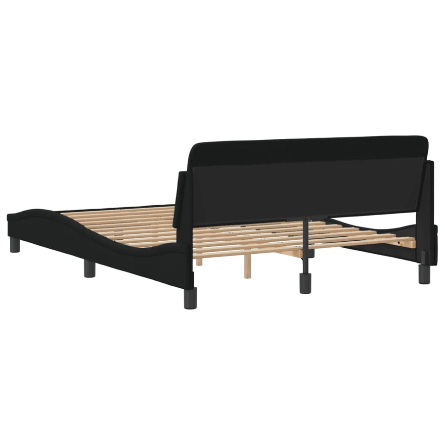 Bedframe Met Hoofdbord Stof Zwart 120X200 Cm