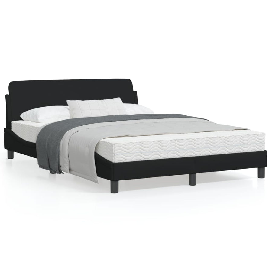 Bedframe Met Hoofdbord Stof Zwart 120X200 Cm