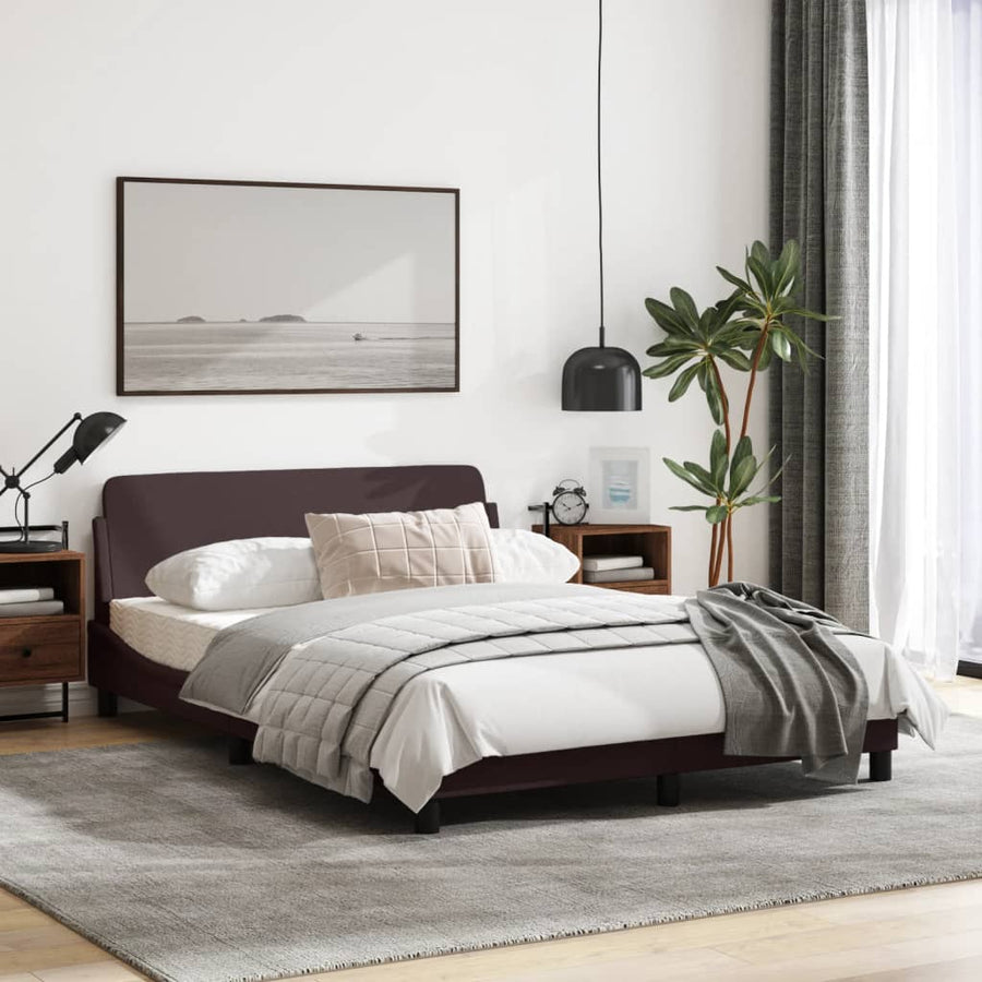 Bedframe Met Hoofdbord Stof Donkerbruin 120X200 Cm