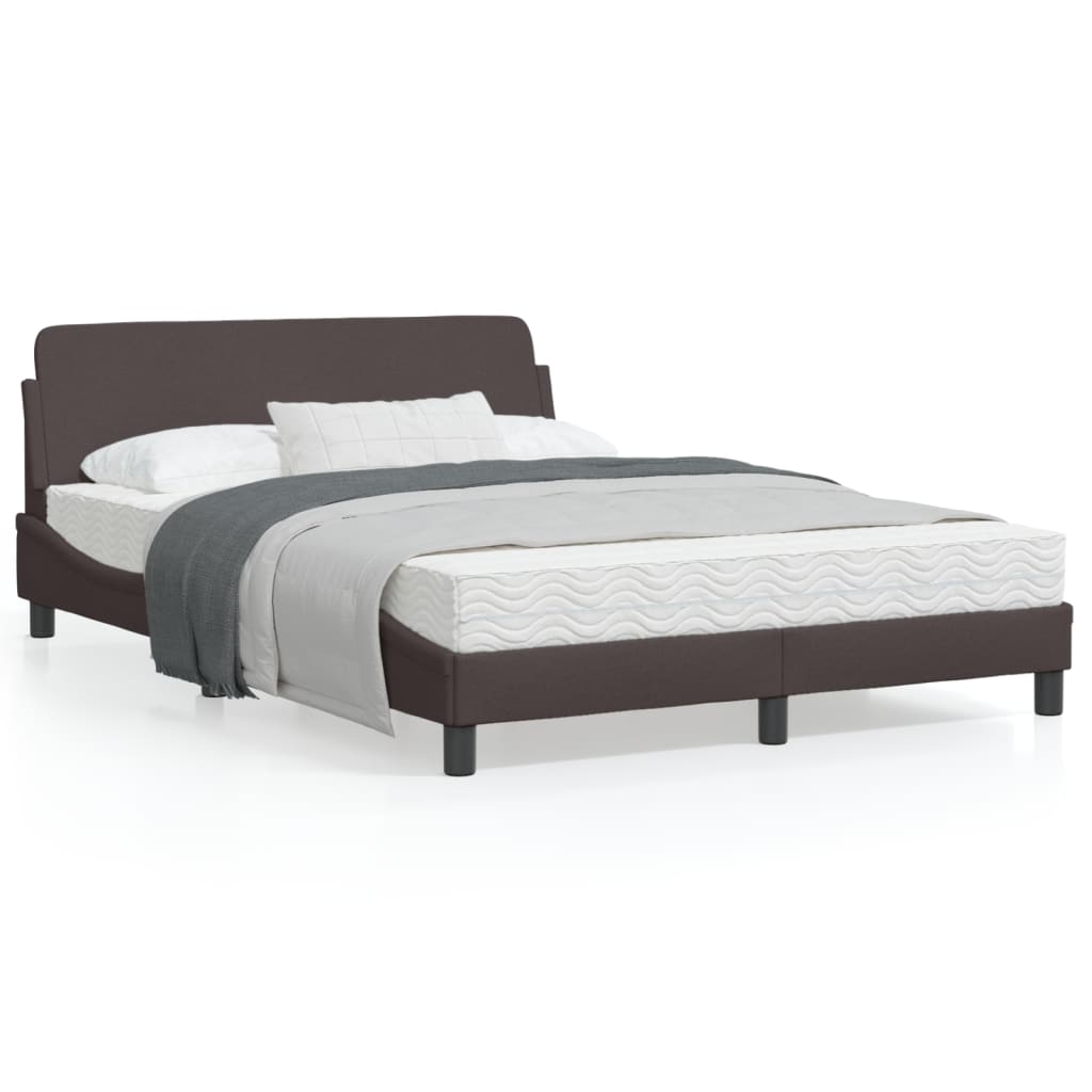Bedframe Met Hoofdbord Stof Donkerbruin 120X200 Cm