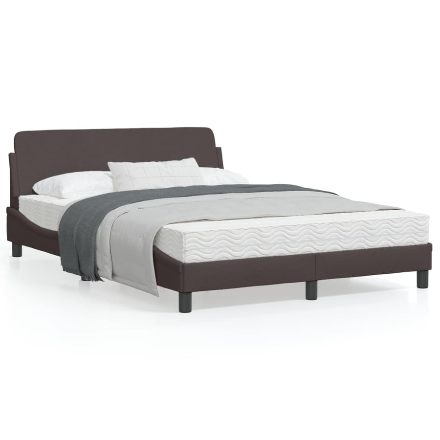 Bedframe Met Hoofdbord Stof Donkerbruin 120X200 Cm