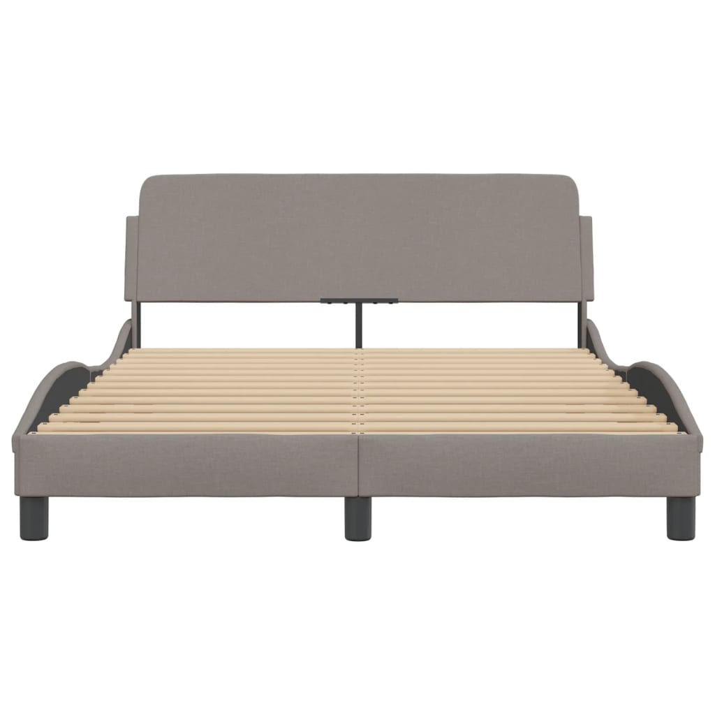 Bedframe Met Hoofdbord Stof Taupe 120X200 Cm