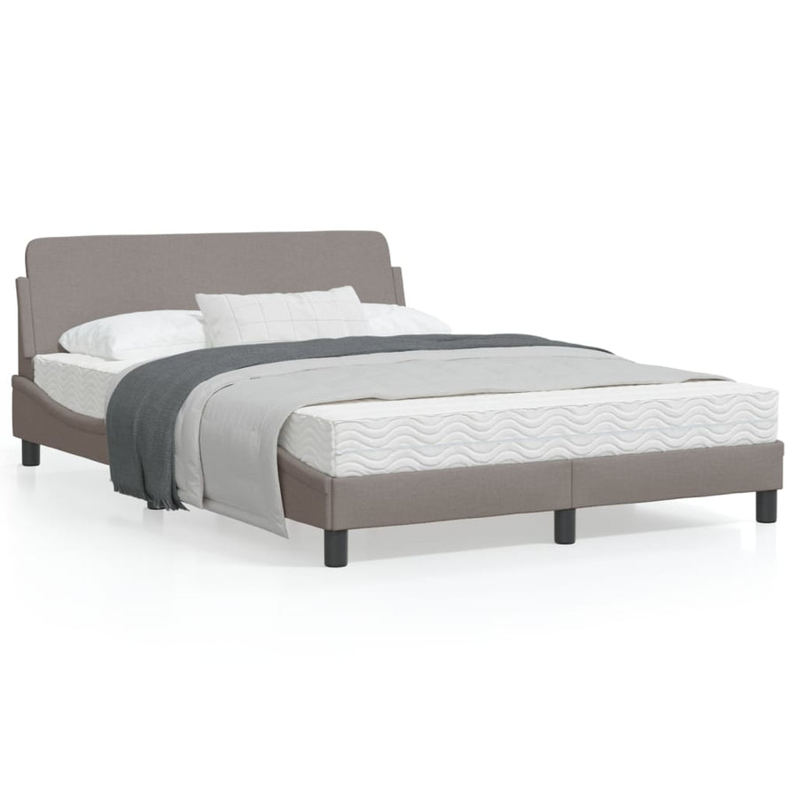 Bedframe Met Hoofdbord Stof Taupe 120X200 Cm