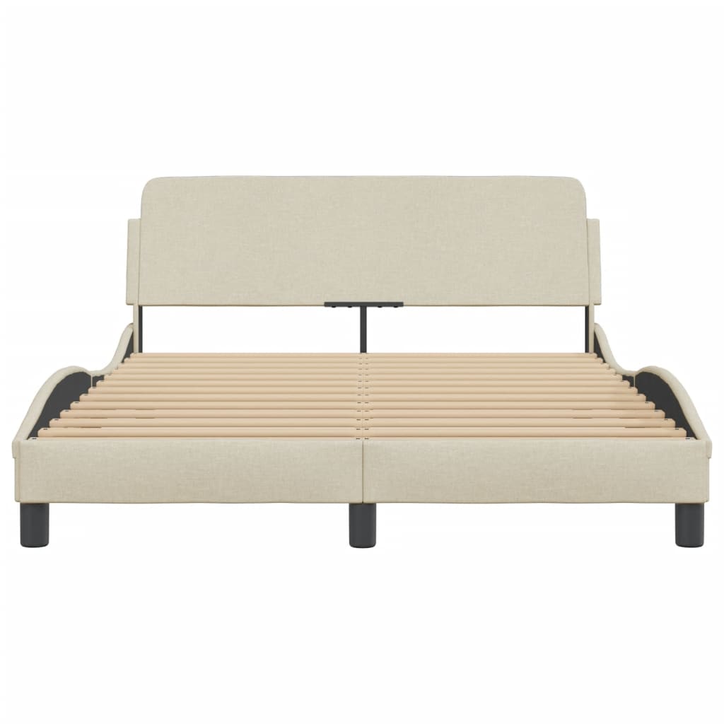 Bedframe Met Hoofdbord Stof Crèmekleurig 120X200 Cm