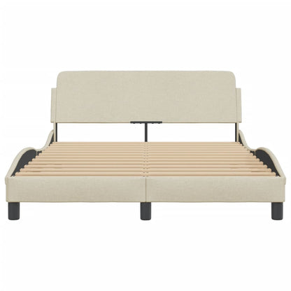 Bedframe Met Hoofdbord Stof Crèmekleurig 120X200 Cm