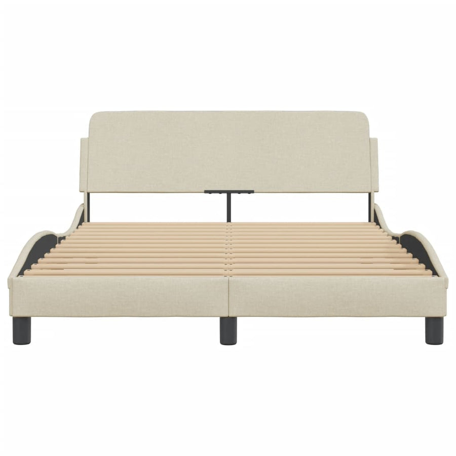 Bedframe Met Hoofdbord Stof Crèmekleurig 120X200 Cm