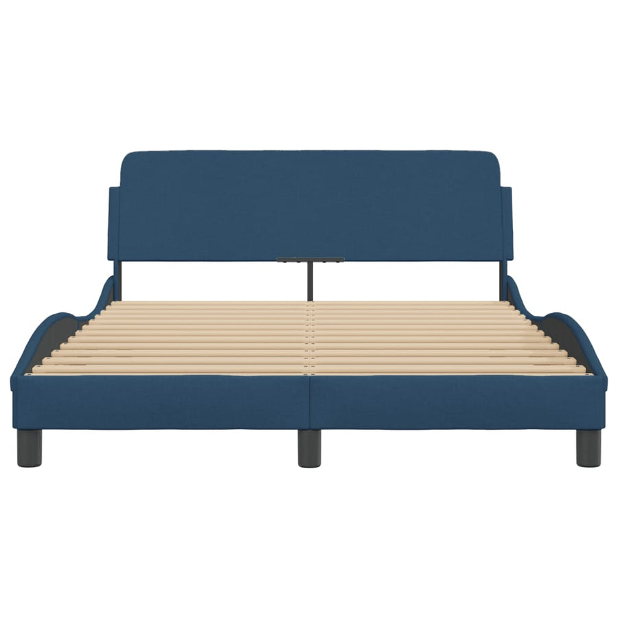Bedframe Met Hoofdbord Stof Blauw 120X200 Cm