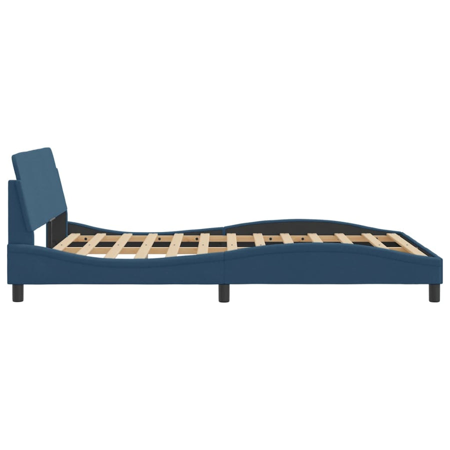 Bedframe Met Hoofdbord Stof Blauw 120X200 Cm