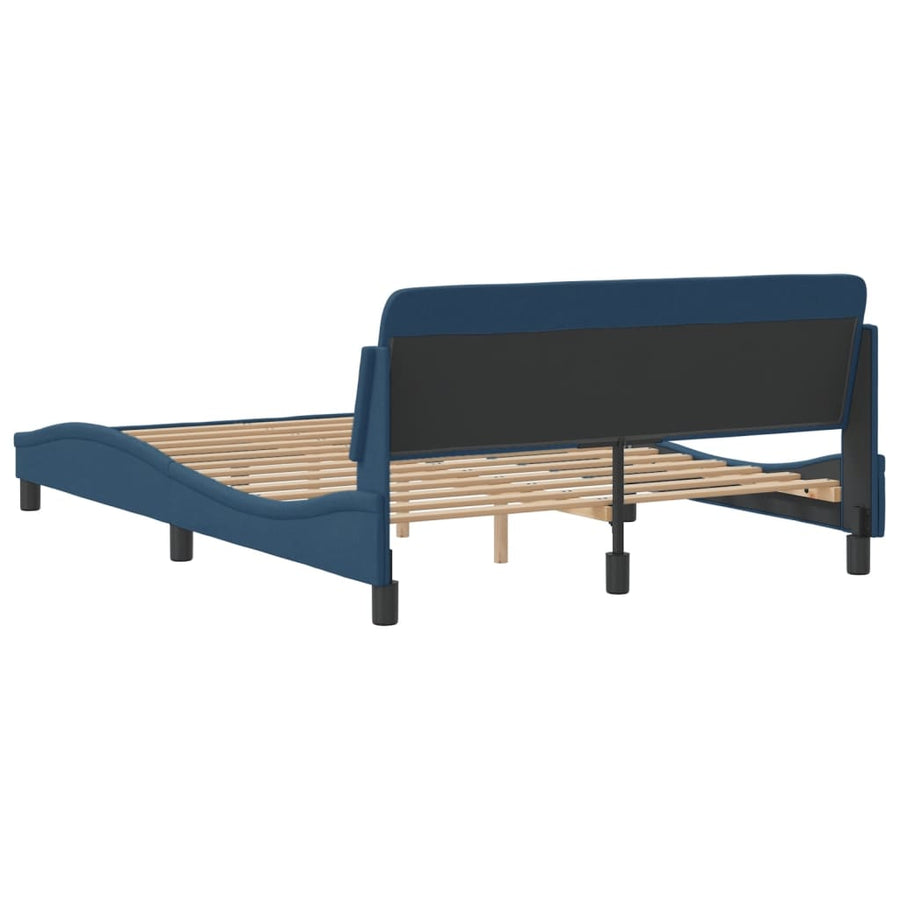 Bedframe Met Hoofdbord Stof Blauw 120X200 Cm