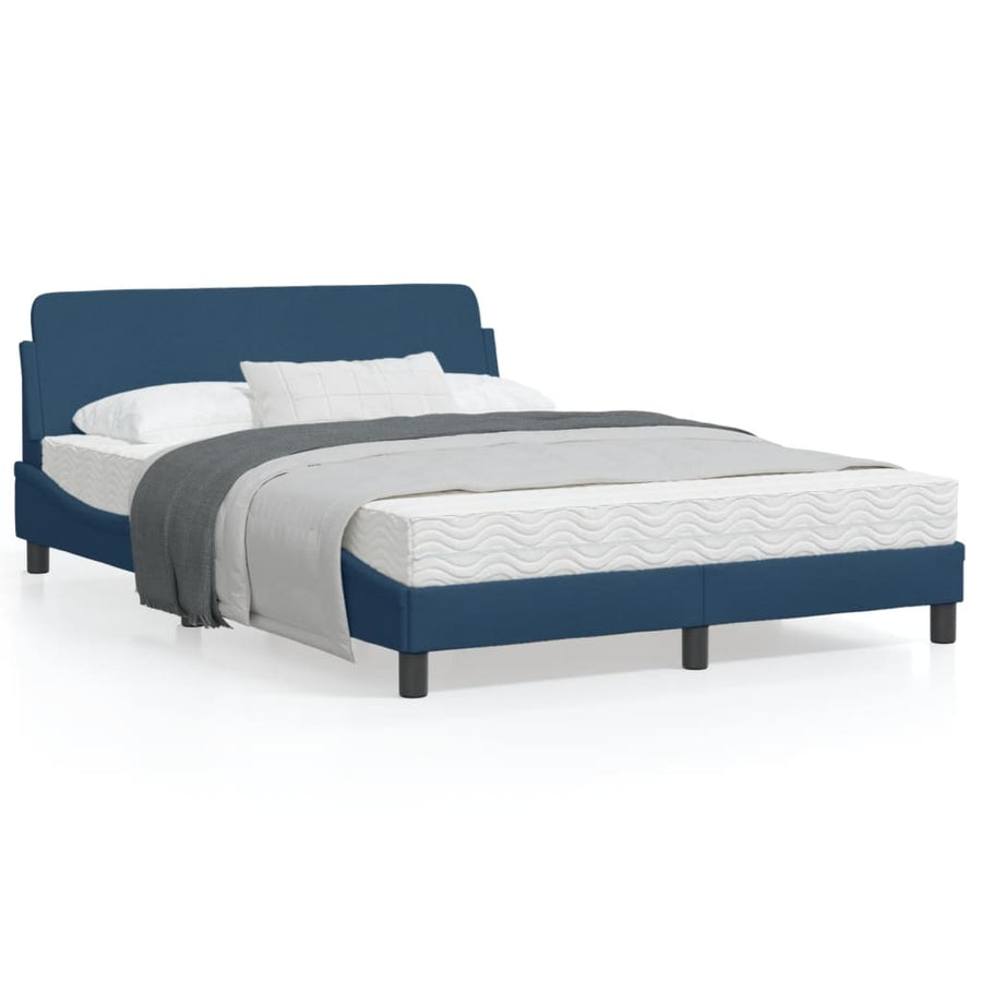 Bedframe Met Hoofdbord Stof Blauw 120X200 Cm