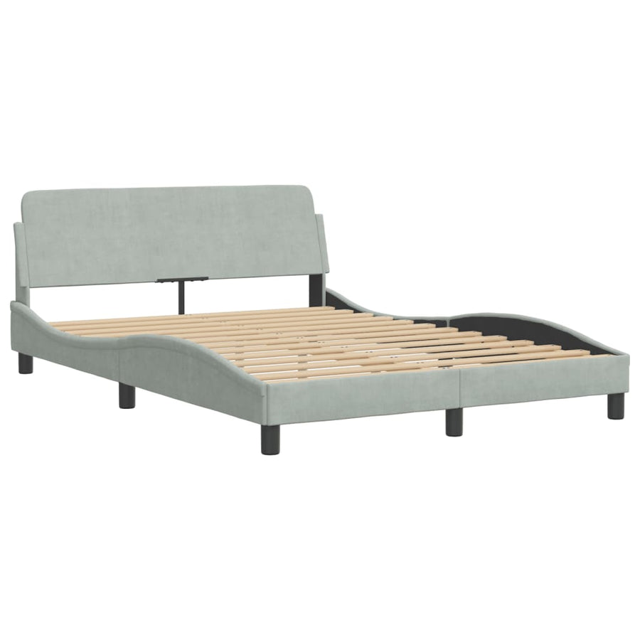 Bedframe Met Hoofdeinde Fluweel Lichtgrijs 120X200 Cm