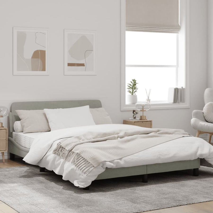Bedframe Met Hoofdeinde Fluweel Lichtgrijs 120X200 Cm