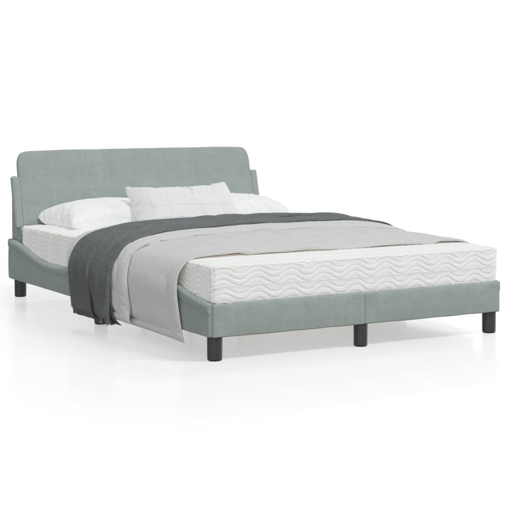 Bedframe Met Hoofdeinde Fluweel Lichtgrijs 120X200 Cm
