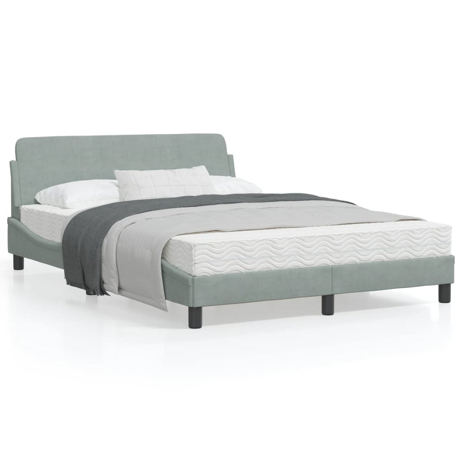 Bedframe Met Hoofdeinde Fluweel Lichtgrijs 120X200 Cm