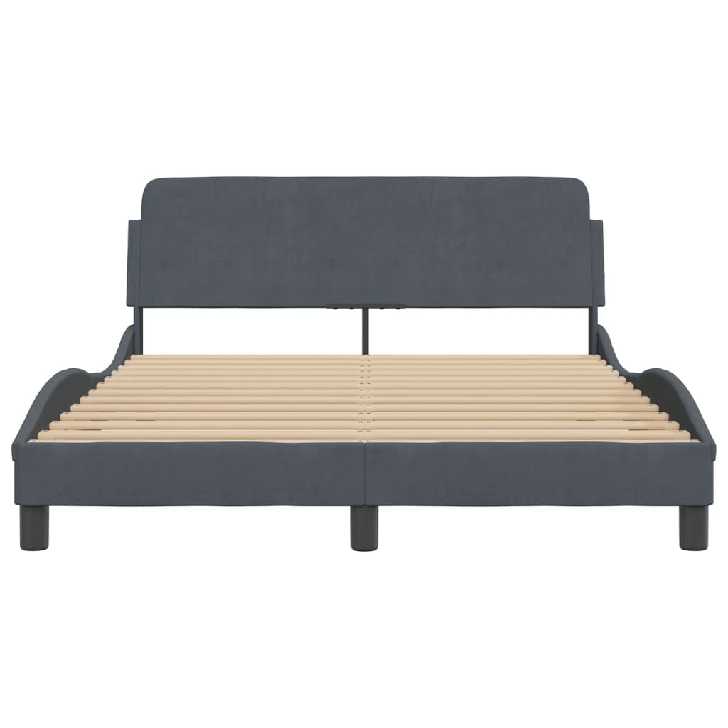 Bedframe Met Hoofdeinde Fluweel Donkergrijs 120X200 Cm