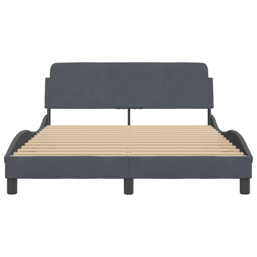 Bedframe Met Hoofdeinde Fluweel Donkergrijs 120X200 Cm