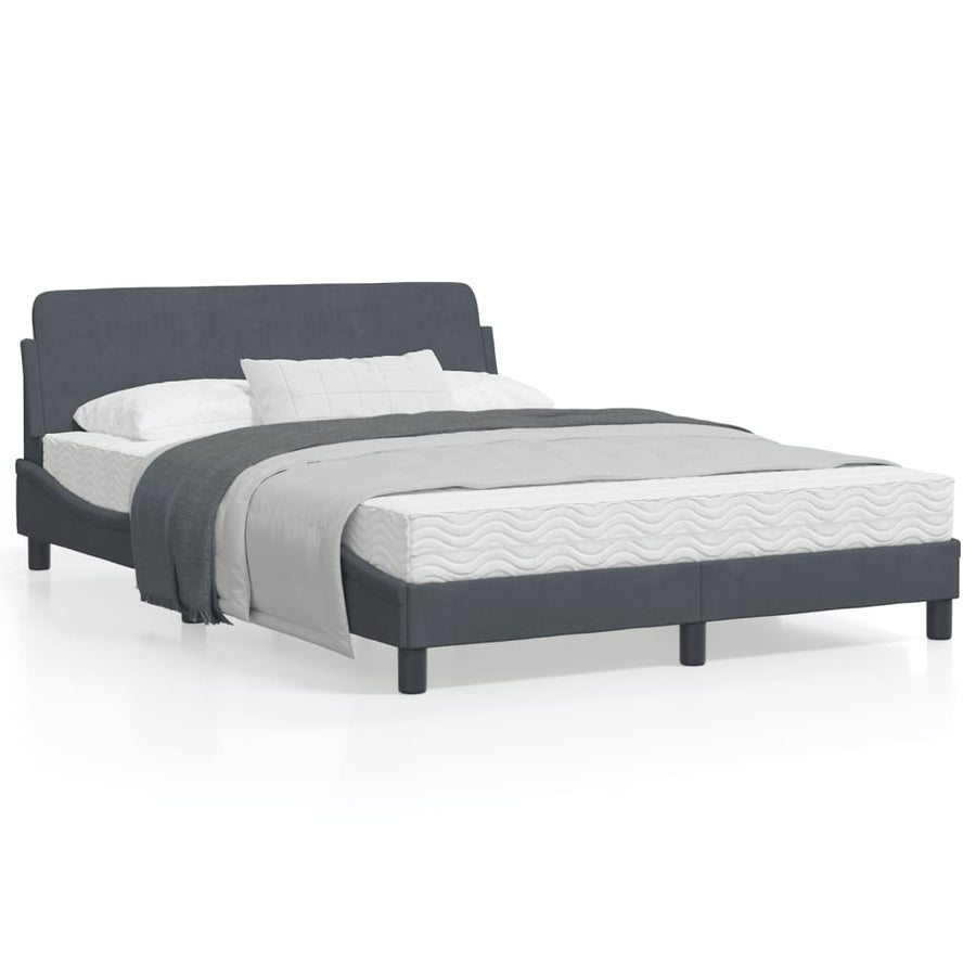 Bedframe Met Hoofdeinde Fluweel Donkergrijs 120X200 Cm