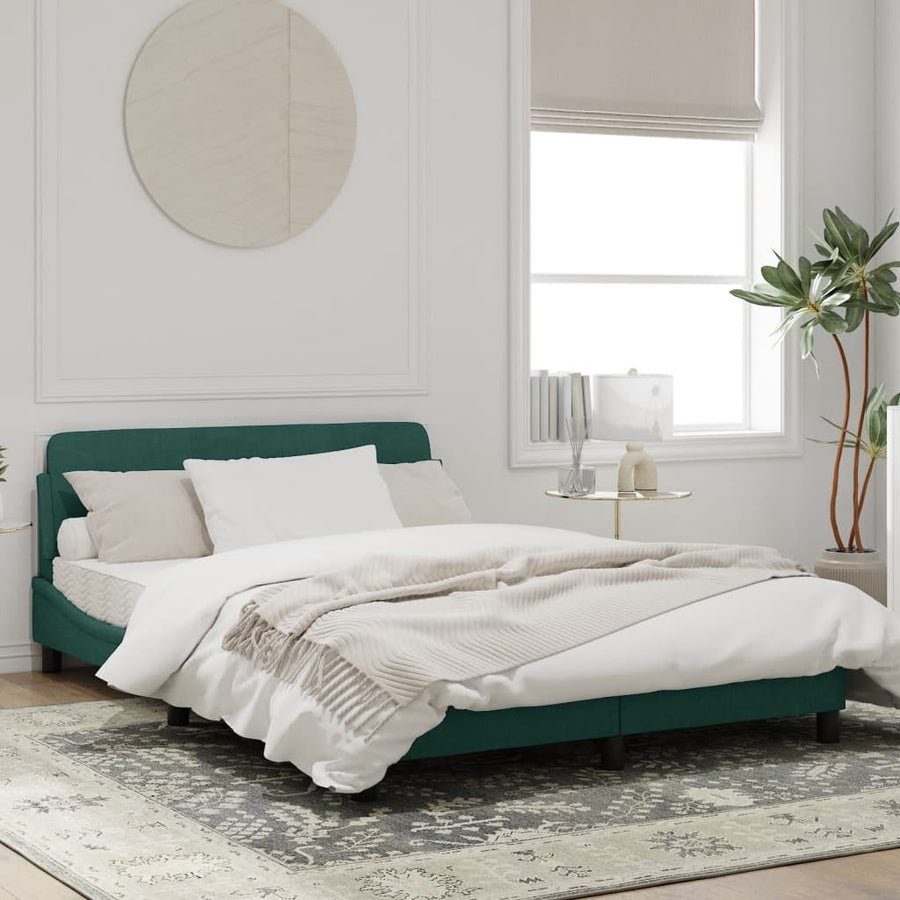 Bedframe Met Hoofdeinde Fluweel Donkergroen 120X200 Cm