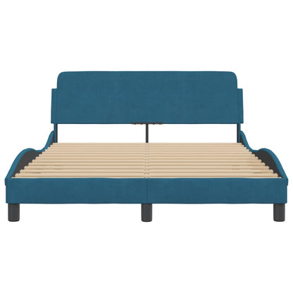 Bedframe Met Hoofdeinde Fluweel Blauw 120X200 Cm