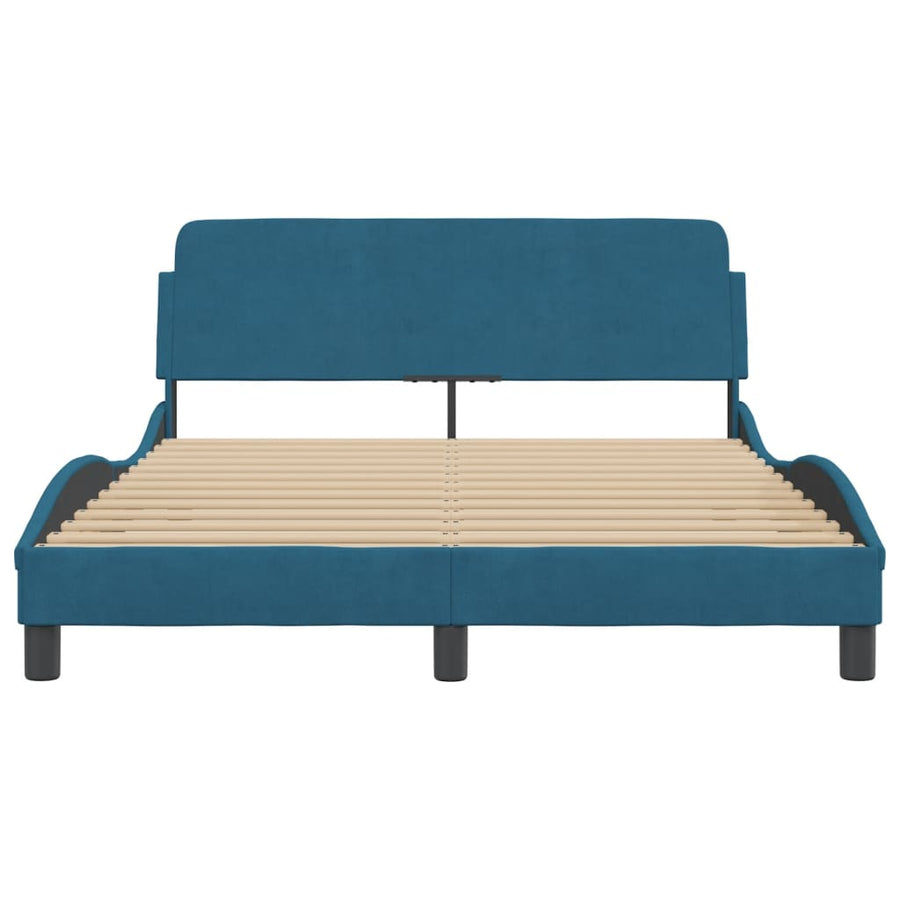 Bedframe Met Hoofdeinde Fluweel Blauw 120X200 Cm