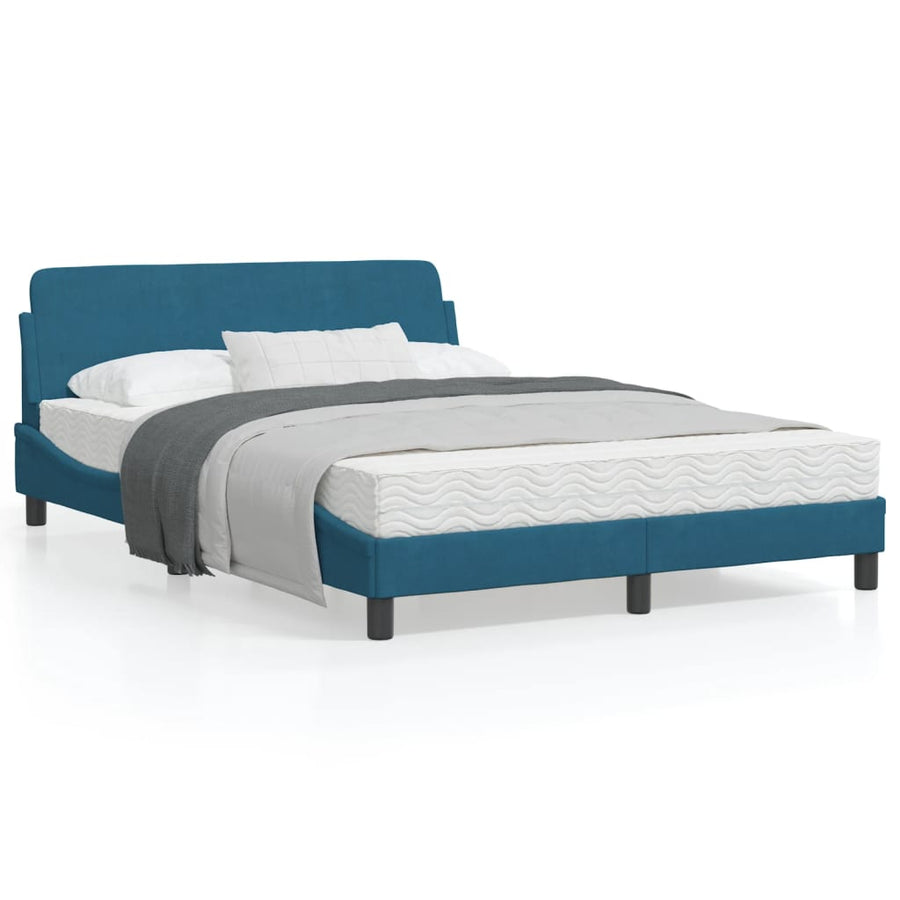 Bedframe Met Hoofdeinde Fluweel Blauw 120X200 Cm