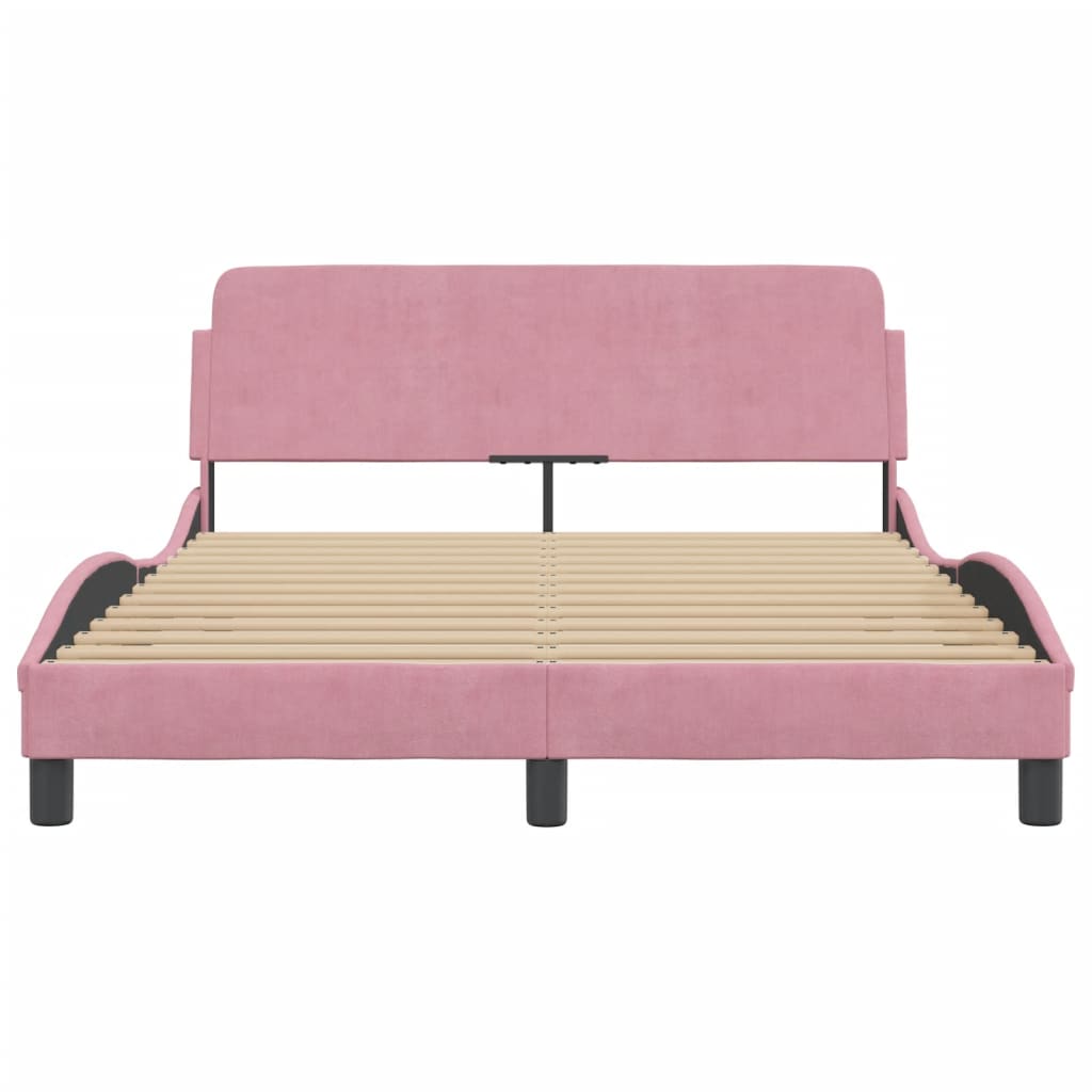 Bedframe Met Hoofdeinde Fluweel Roze 120X200 Cm