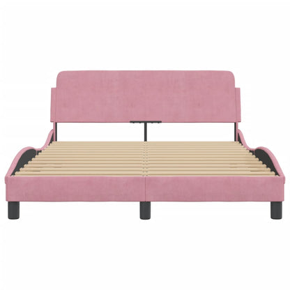 Bedframe Met Hoofdeinde Fluweel Roze 120X200 Cm