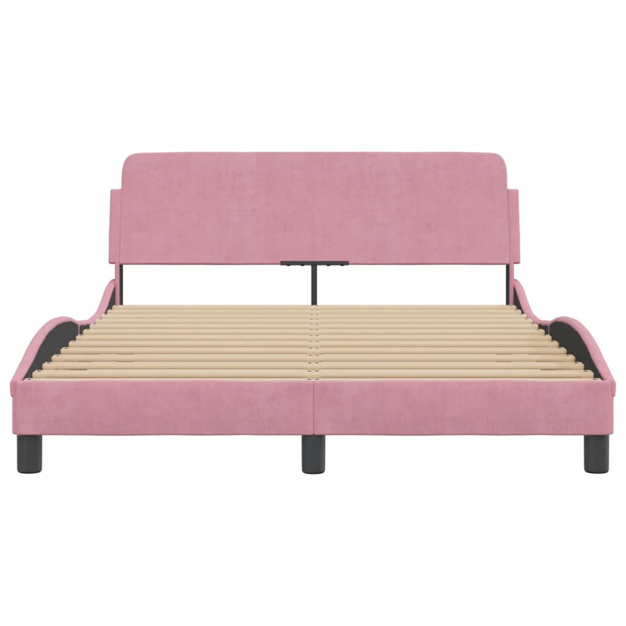 Bedframe Met Hoofdeinde Fluweel Roze 120X200 Cm