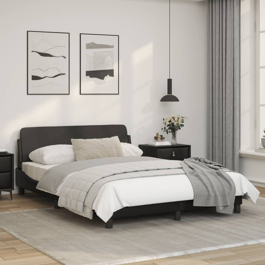 Bedframe Met Hoofdbord Kunstleer Zwart 120X200 Cm