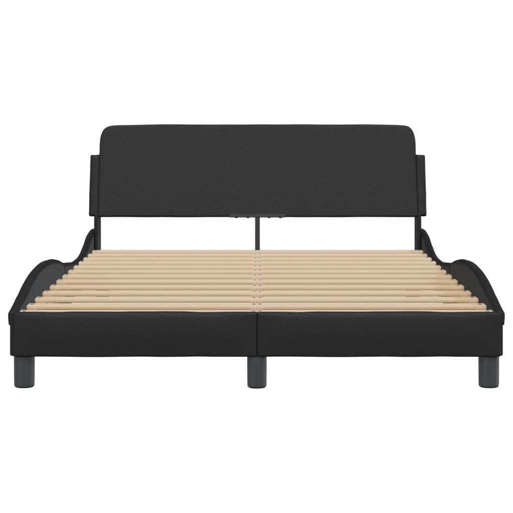 Bedframe Met Hoofdbord Kunstleer Zwart 120X200 Cm