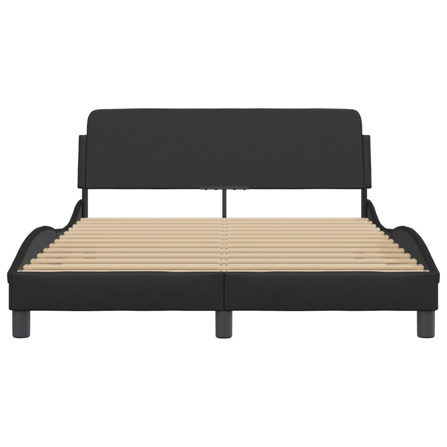 Bedframe Met Hoofdbord Kunstleer Zwart 120X200 Cm