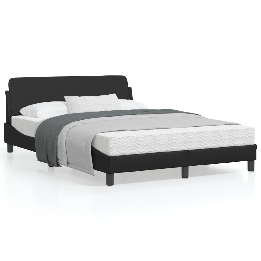 Bedframe Met Hoofdbord Kunstleer Zwart 120X200 Cm