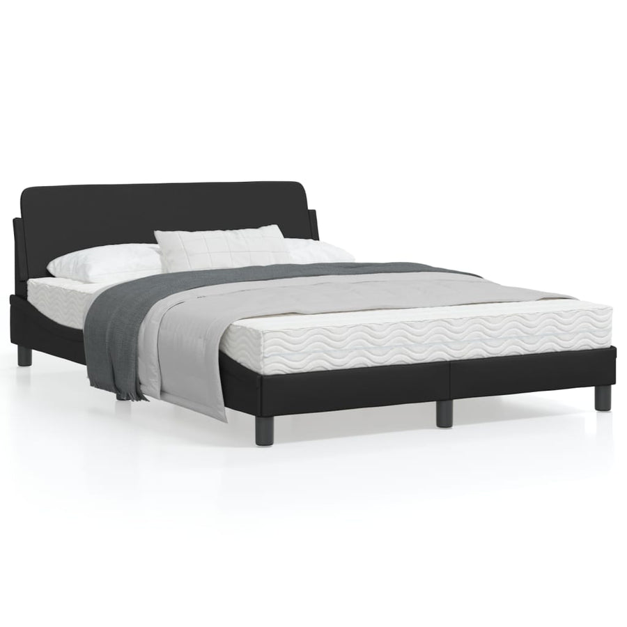 Bedframe Met Hoofdbord Kunstleer Zwart 120X200 Cm