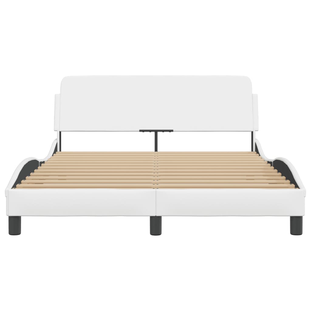 Bedframe Met Hoofdbord Kunstleer Wit 120X200 Cm