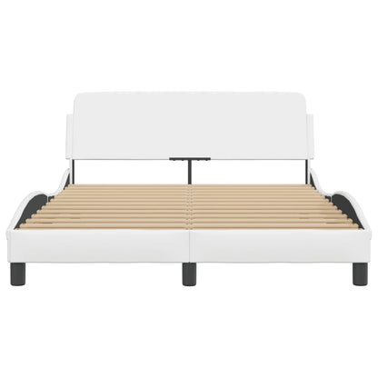 Bedframe Met Hoofdbord Kunstleer Wit 120X200 Cm