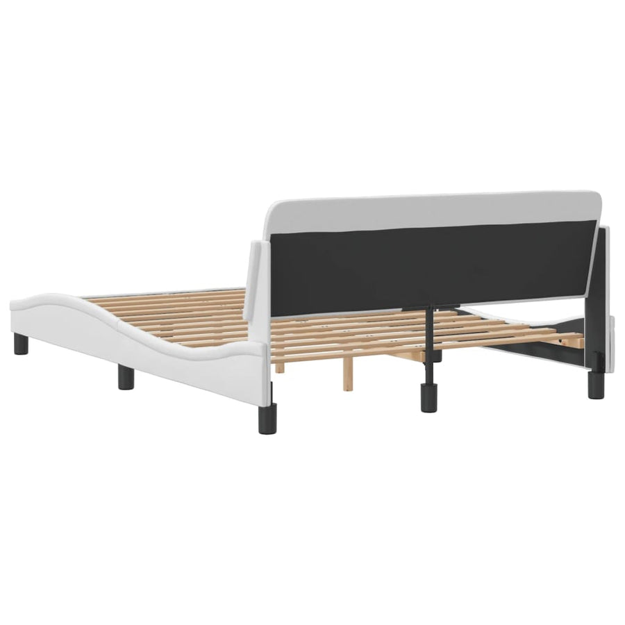 Bedframe Met Hoofdbord Kunstleer Wit 120X200 Cm