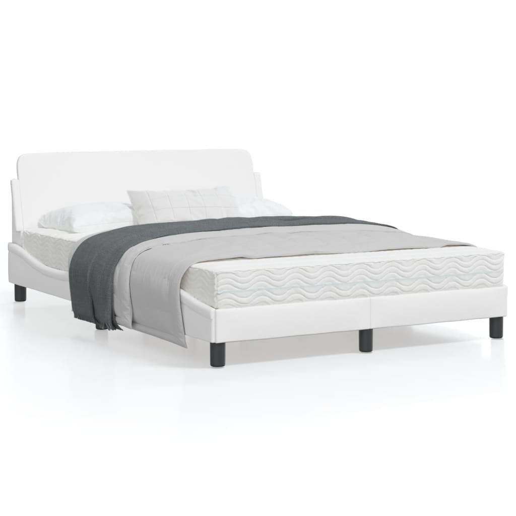Bedframe Met Hoofdbord Kunstleer Wit 120X200 Cm