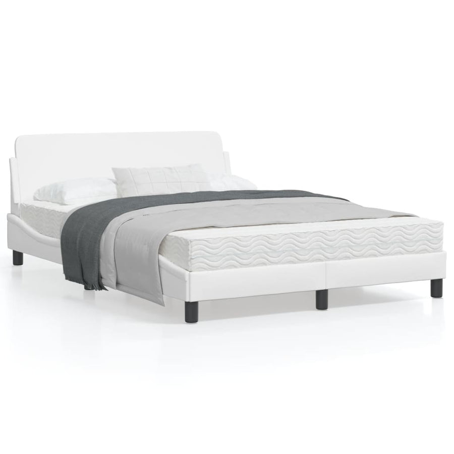 Bedframe Met Hoofdbord Kunstleer Wit 120X200 Cm