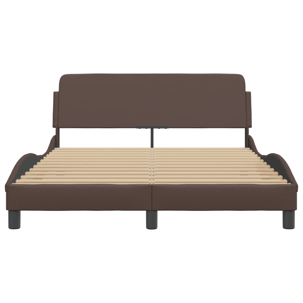 Bedframe Met Hoofdbord Kunstleer Bruin 120X200 Cm