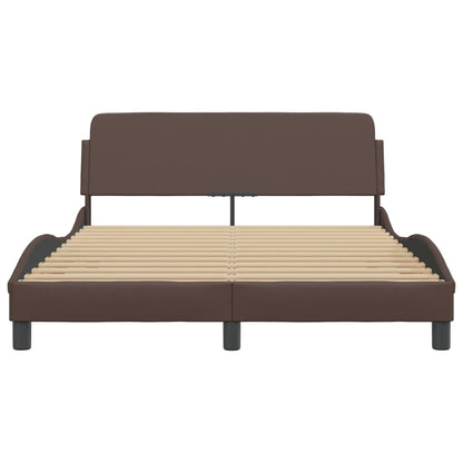 Bedframe Met Hoofdbord Kunstleer Bruin 120X200 Cm