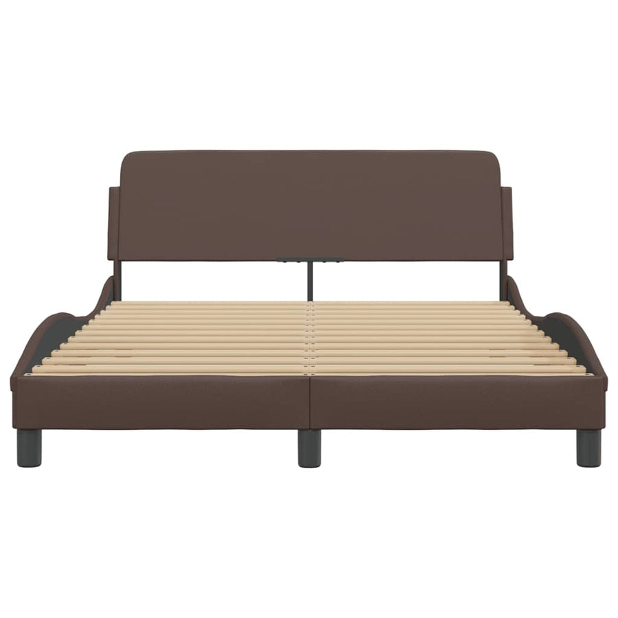 Bedframe Met Hoofdbord Kunstleer Bruin 120X200 Cm