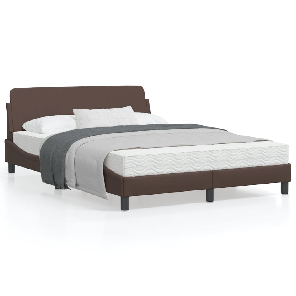 Bedframe Met Hoofdbord Kunstleer Bruin 120X200 Cm