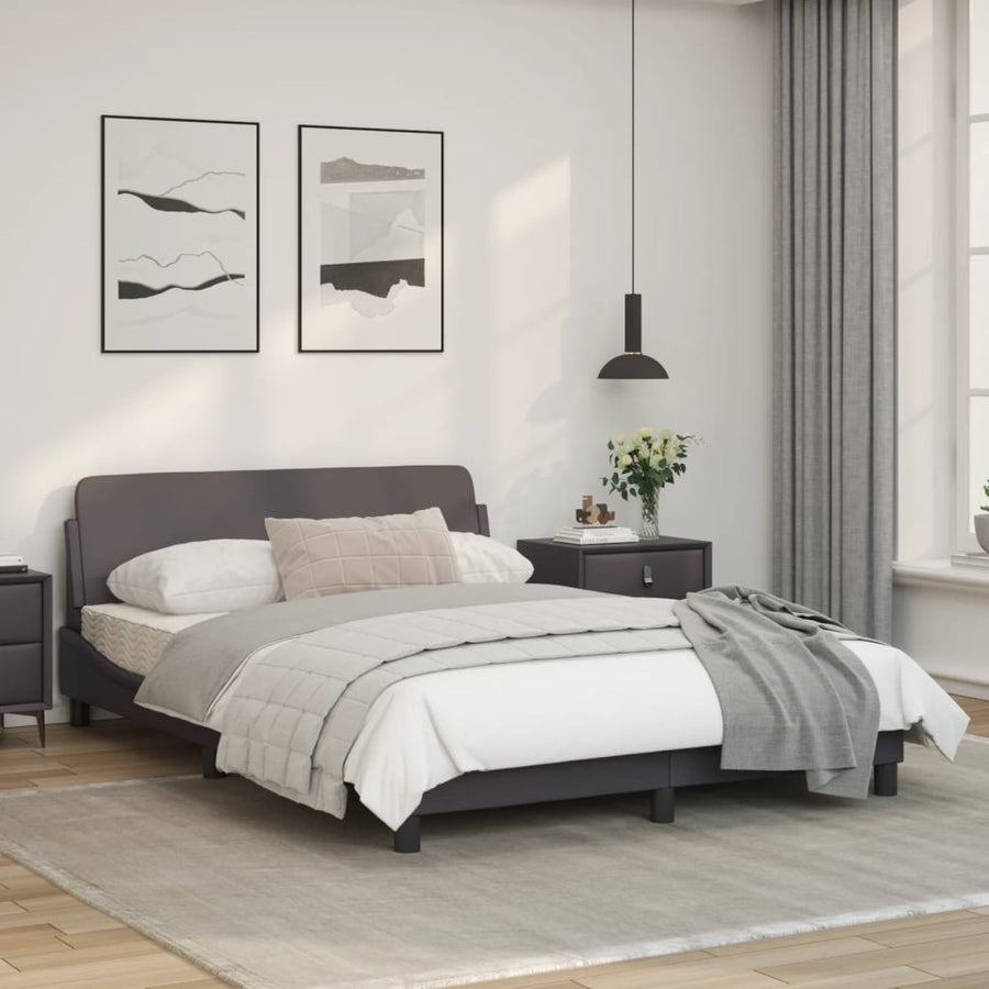 Bedframe Met Hoofdbord Kunstleer Grijs 120X200 Cm