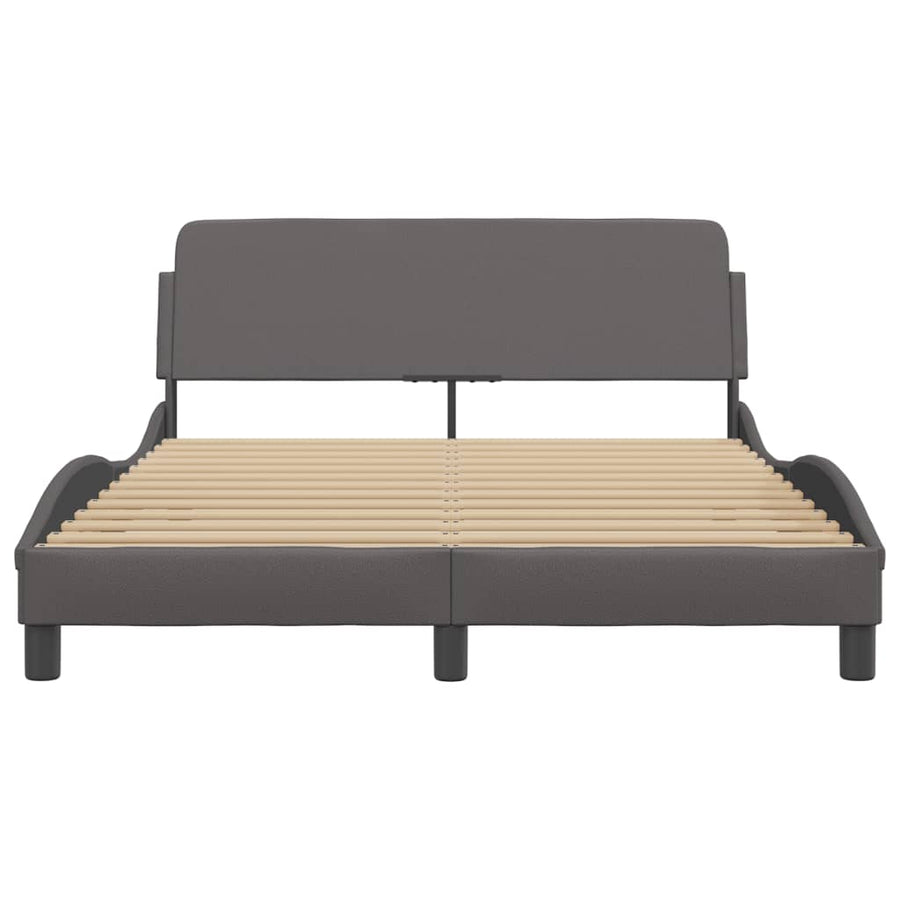 Bedframe Met Hoofdbord Kunstleer Grijs 120X200 Cm