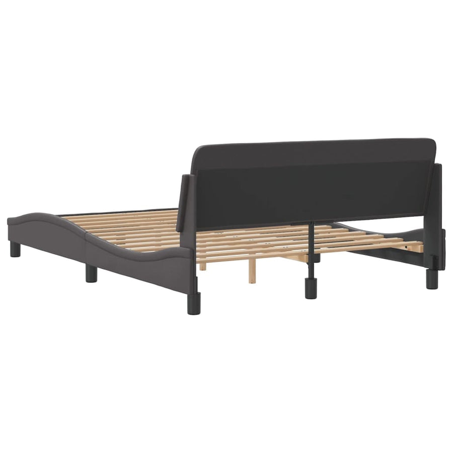Bedframe Met Hoofdbord Kunstleer Grijs 120X200 Cm
