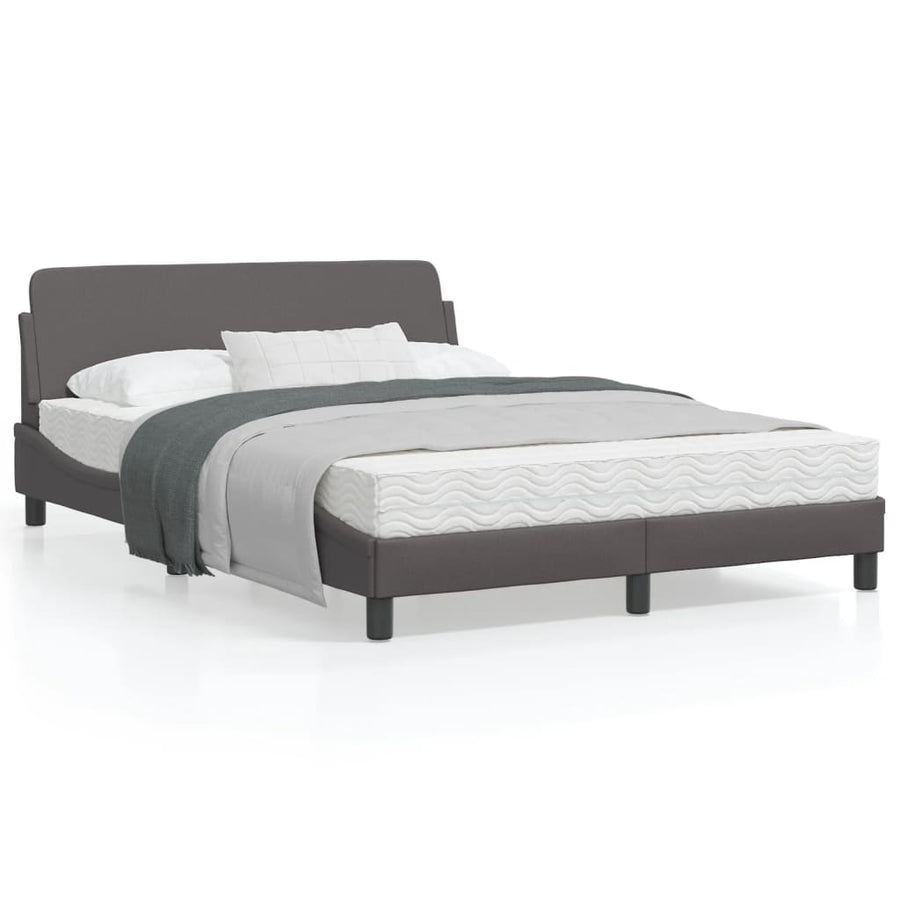 Bedframe Met Hoofdbord Kunstleer Grijs 120X200 Cm