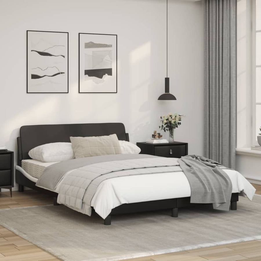 Bedframe Met Hoofdbord Kunstleer Zwart En Wit 120X200 Cm